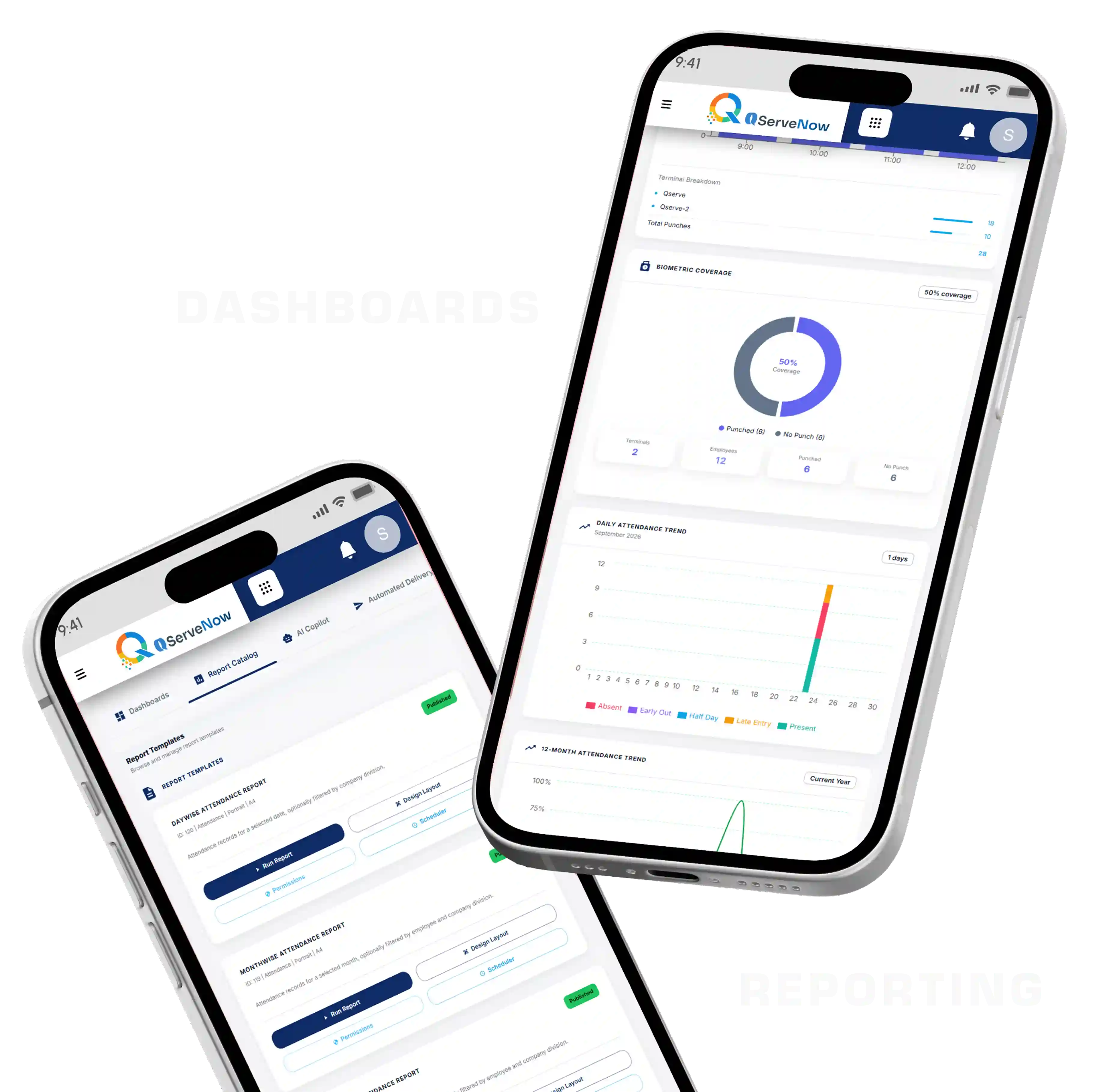 QServeNOW Dashboards And Reporting Mobile Mockup
